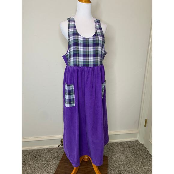 Cottagecore Purple Plaid Babydoll Dress Sz Medium - Picture 1 of 10
